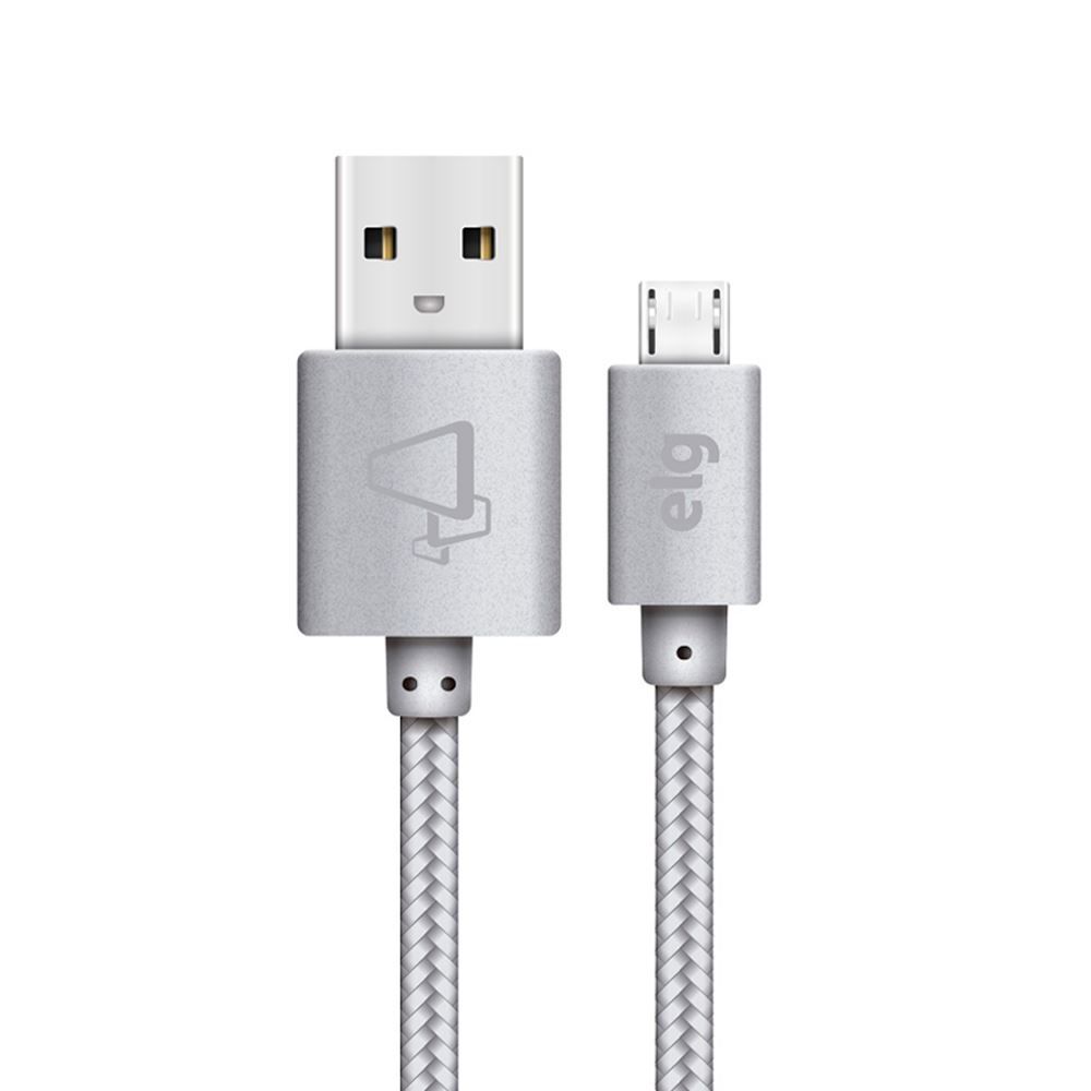 Cabo Micro Usb Nylon Trançado Elg 1 Metro M510 - Prata