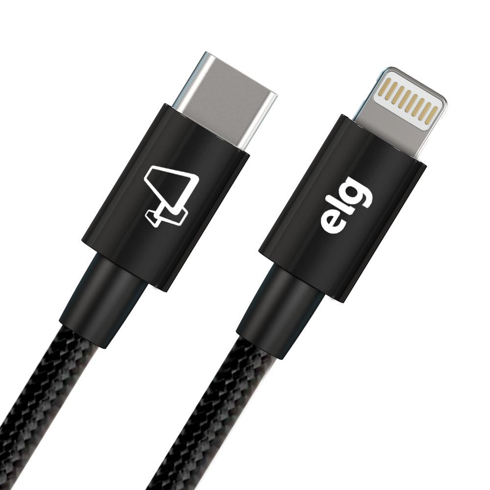 Cabo Usb Tipo-C Para Lightningi Preto Elg Recarga E Sincronização