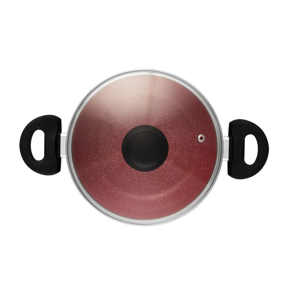 Caçarola Alumínio Com Revestimento Cerâmico De Indução Lyor 2,47 Litros - Preto e Vermelho