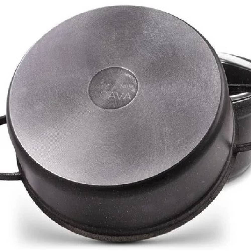 Caçarola Cava Antiadrente Com Tampa De Vidro 24Cm - PRETO