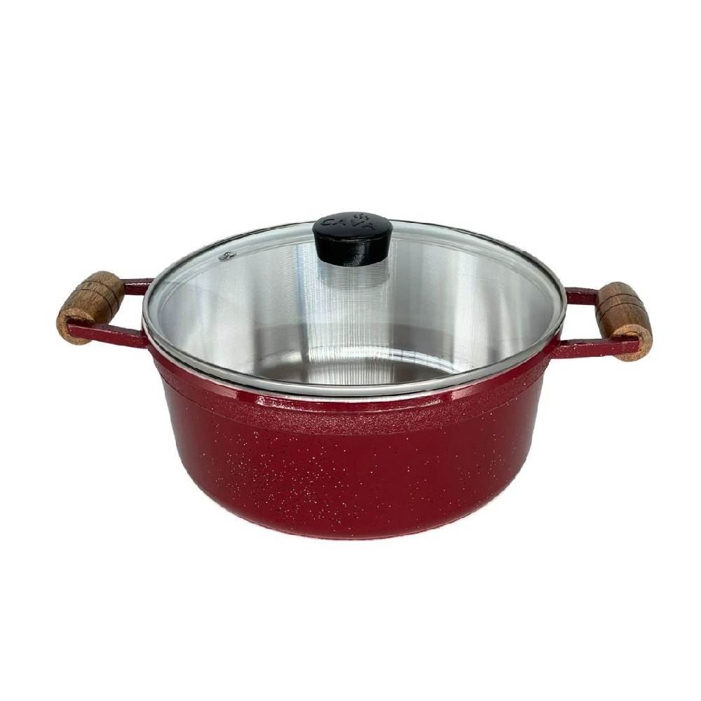 Caçarola Fundida Com Tampa 24Cm - Bordô