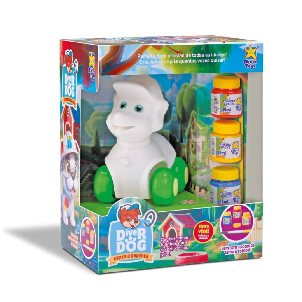Cachorro Pinta E Repinta Animais Em Vinil Divertoys - A8346