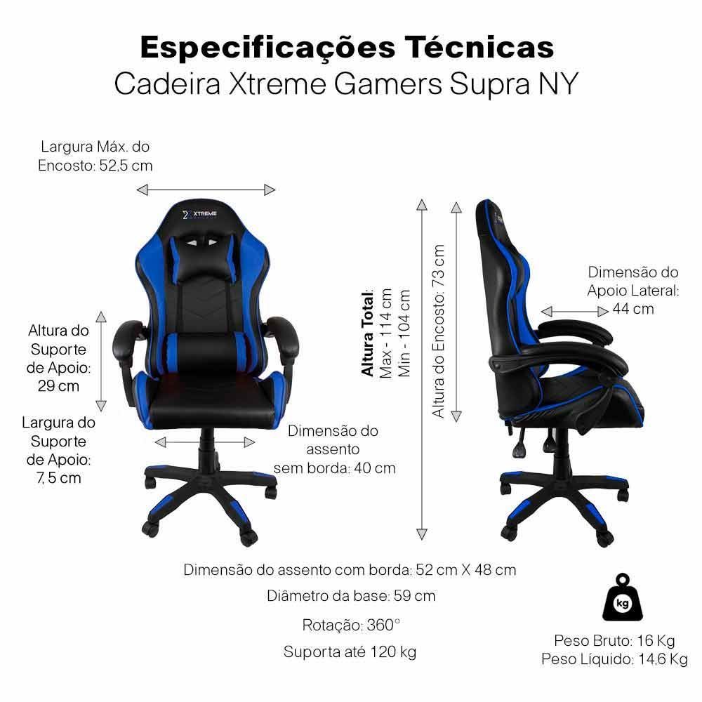 Cadeira Gamer Xtreme Maximum Conthey - Azul