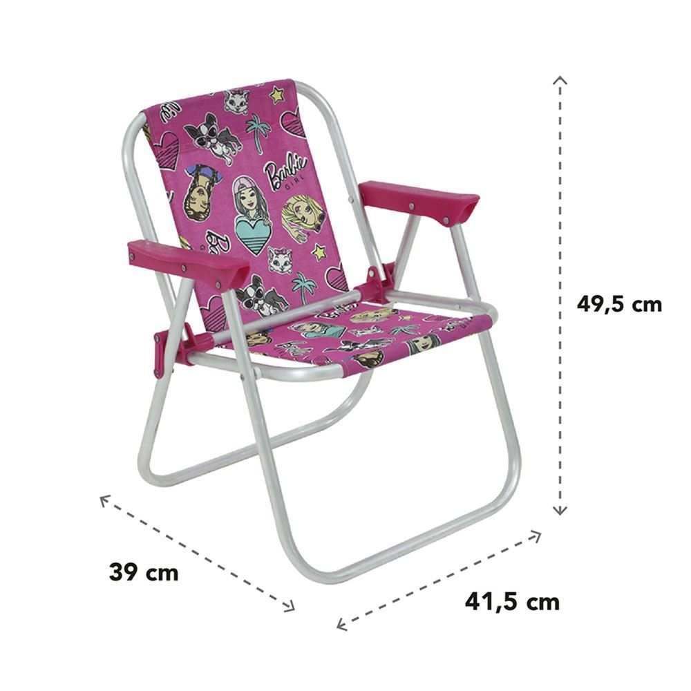 Cadeira Infantil Praia Barbie Alumínio Bel Fix - Rosa