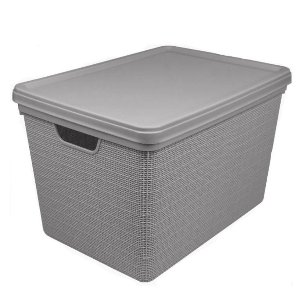 Caixa Organizadora Com Tampa Juta Jaguar 22 Litros - Cinza