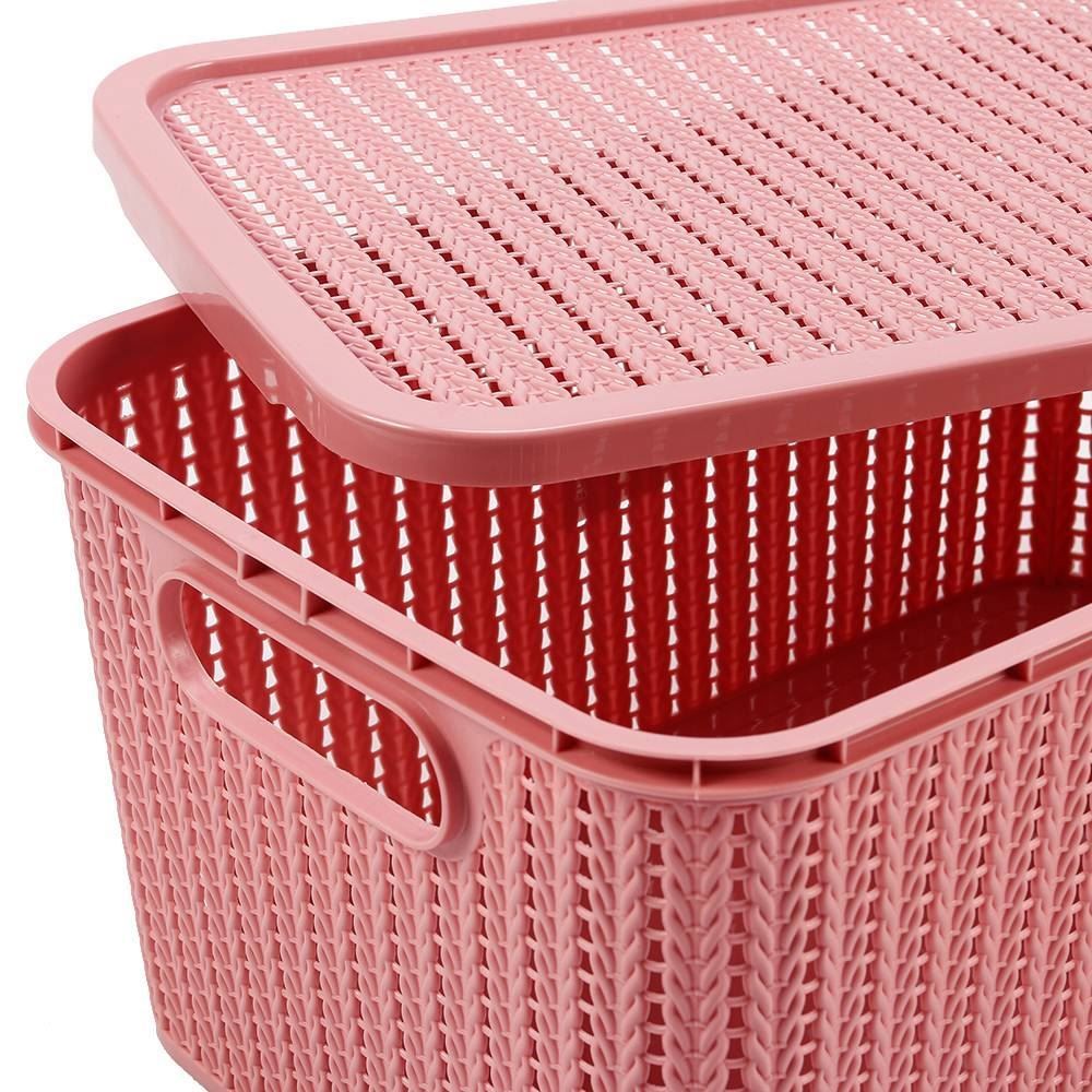 Caixa Organizadora Com Tampa Plasútil 19 Litros - Rosa