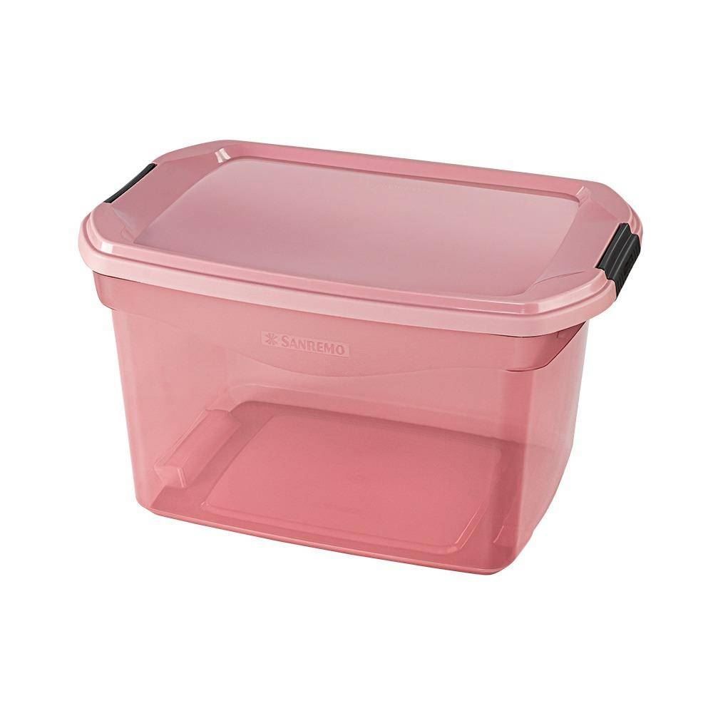 Caixa Organizadora Médio Sanremo 29 Litros - Rosa Translucido