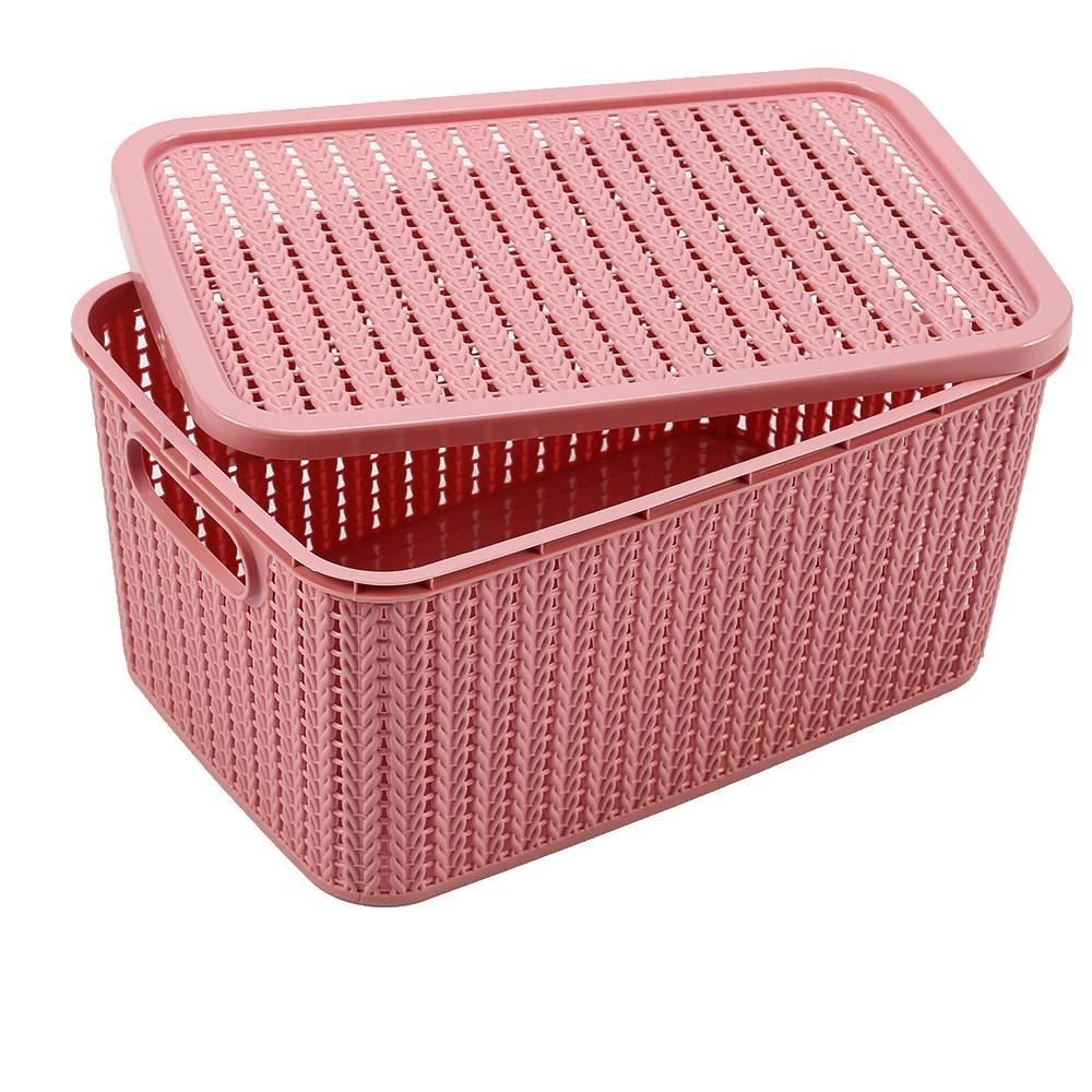 Caixa Organizadora Plasútil Com Tampa 2,8 Litros - Rosa