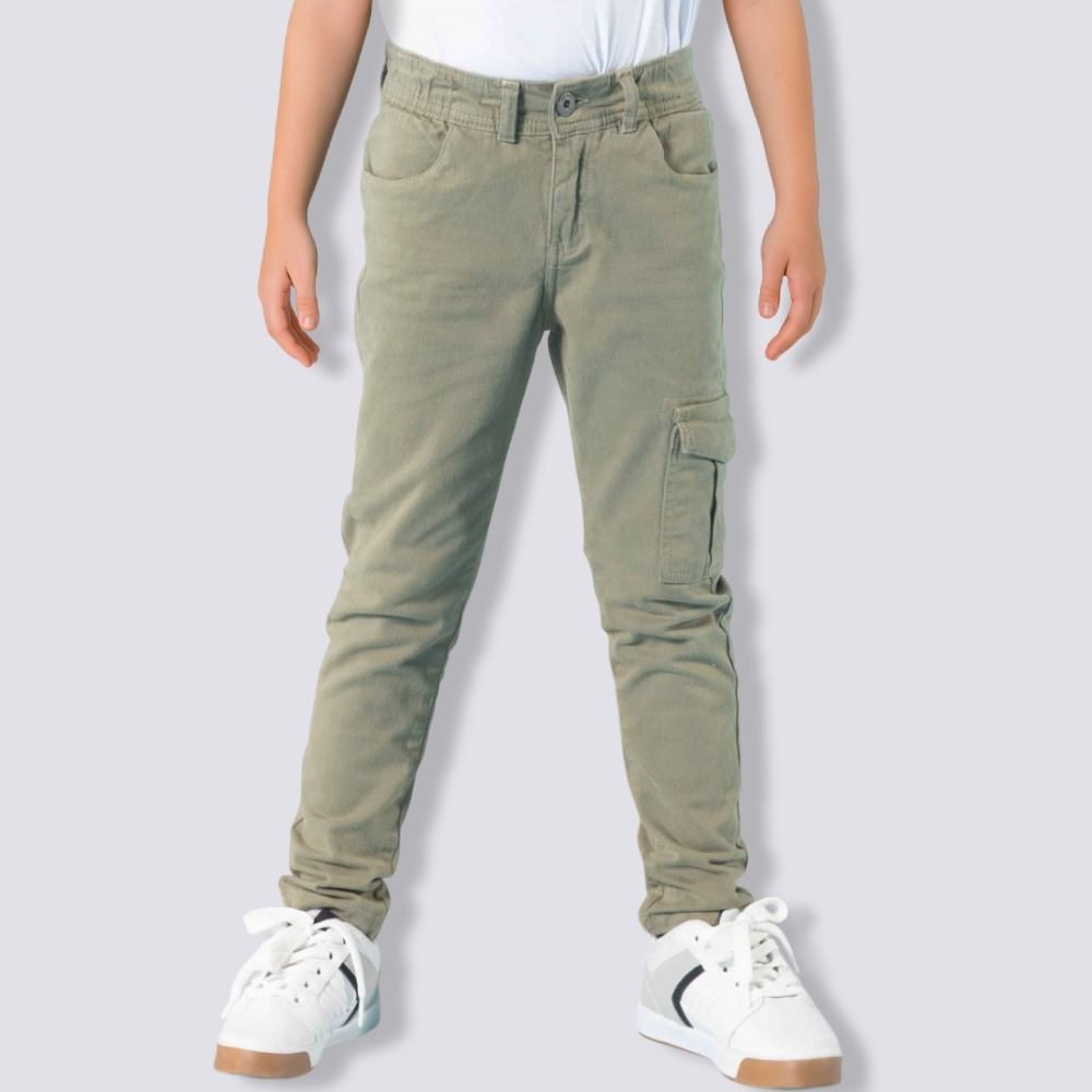 Calça De Sarja Infantil Masculina Cargo 4 a 10 Anos Hot Dog