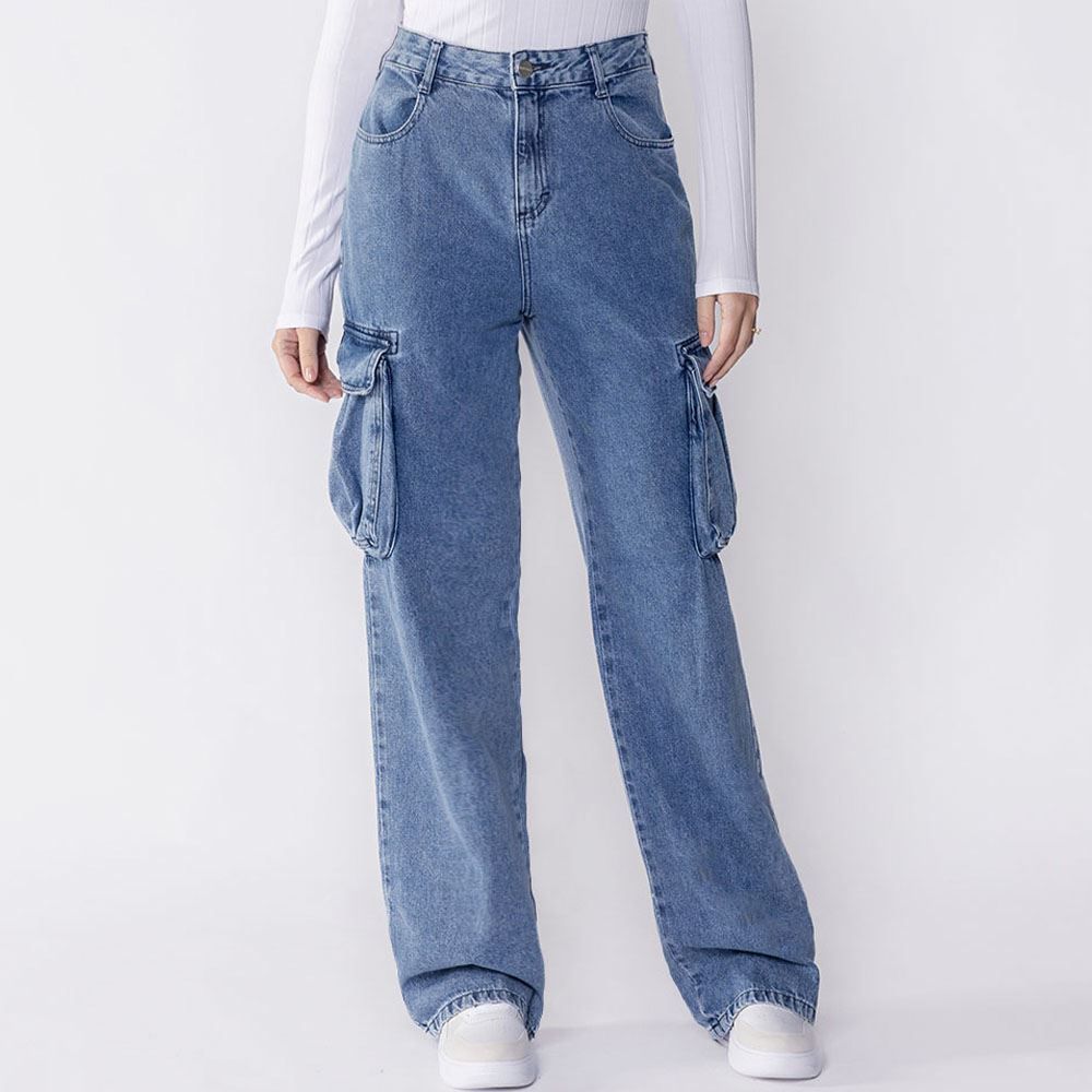Calça Feminina Wide Leg Cargo Boby Blues