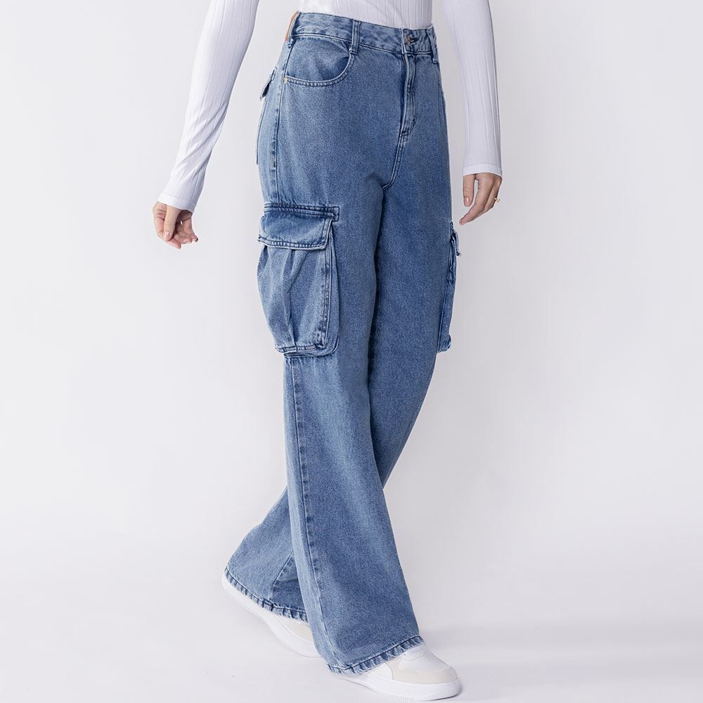 Calça Feminina Wide Leg Cargo Boby Blues