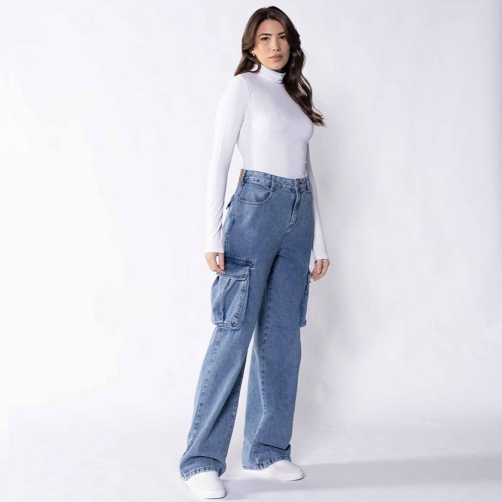 Calça Feminina Wide Leg Cargo Boby Blues