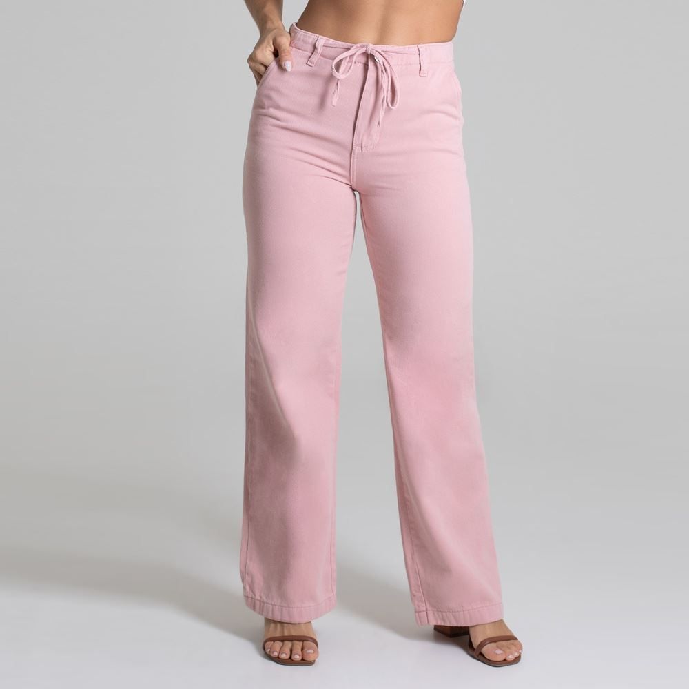 Calça Feminina Wide Leg De Sarja Sawary
