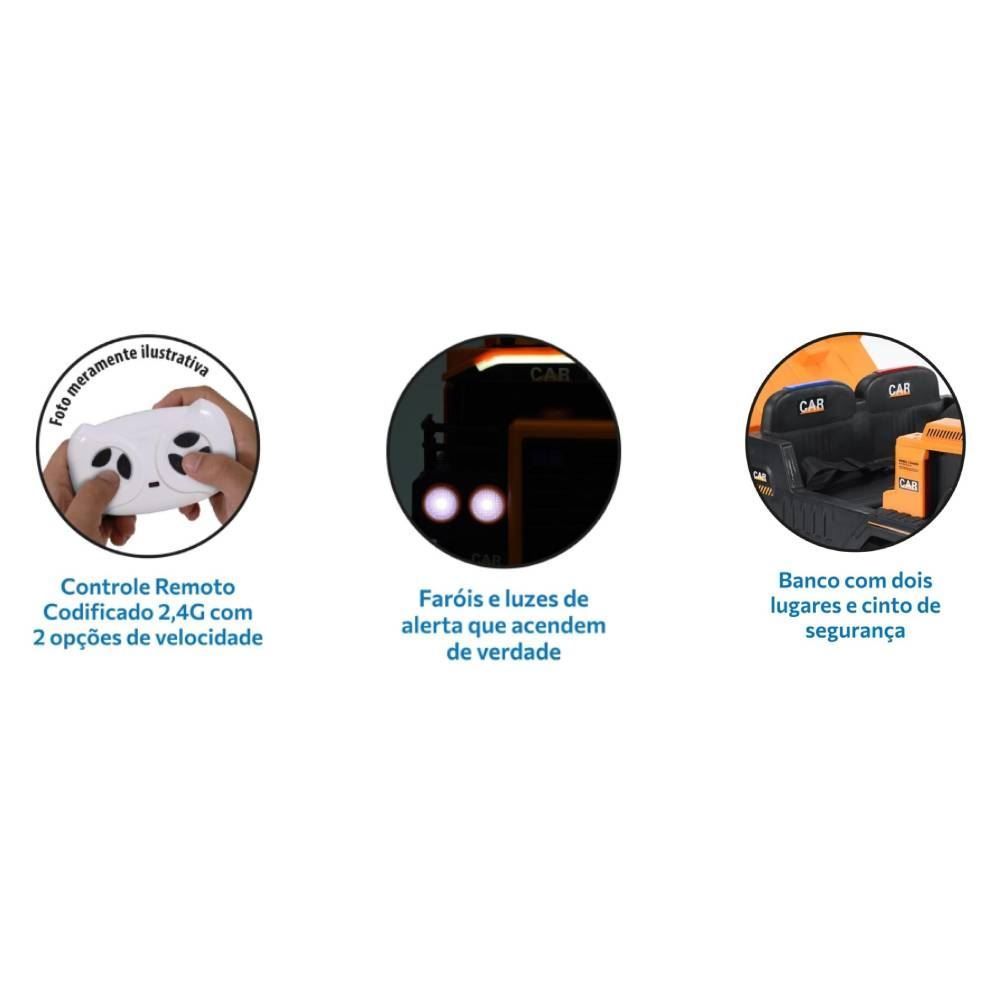 Caminhão Basculante Elétrico 12V Com Caçamba Brinquedos Bandeirante - 2945 - Laranja