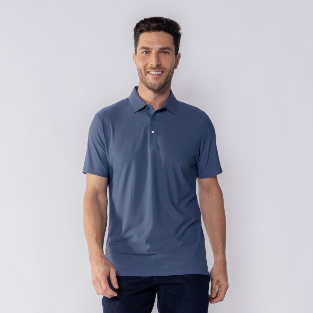 Camisa Polo Masculina De Poliamida Pacific Blue