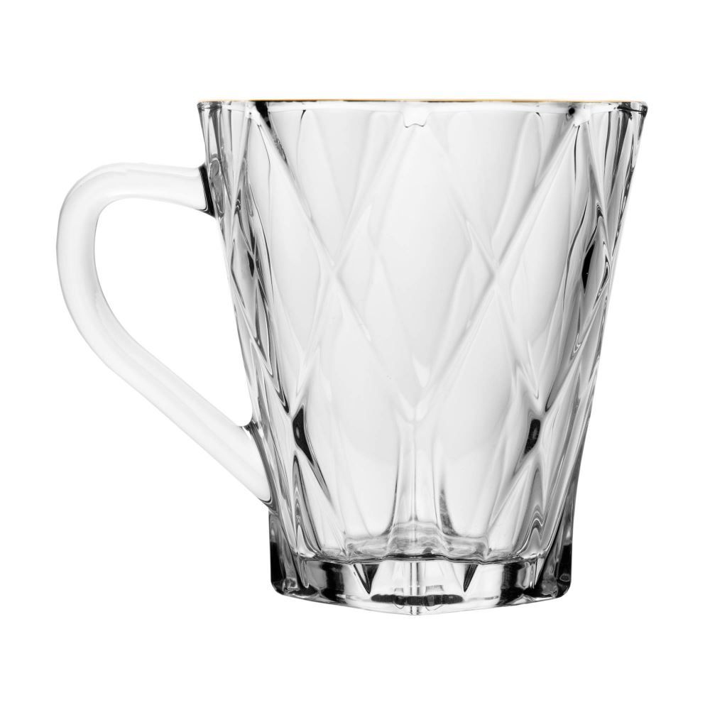 Caneca Cristal Diamond Fio De Ouro 180Ml Lyor