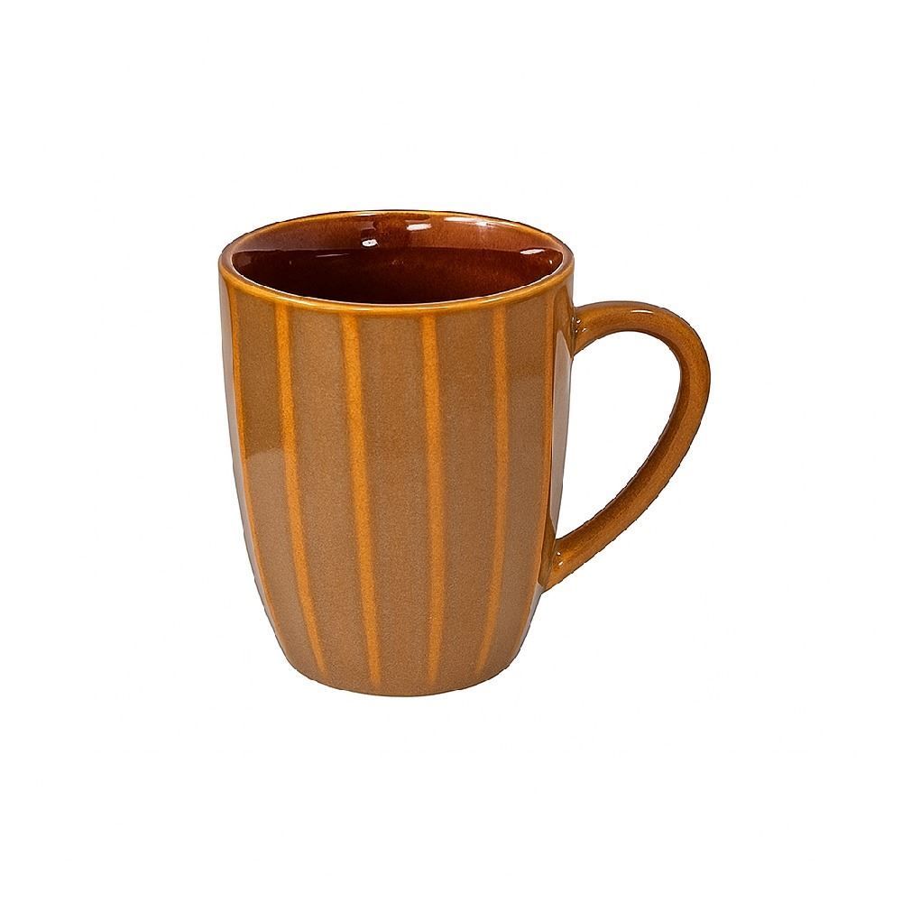 Caneca De Cerâmica Bege Striatto L' Hermitage - 330 Ml