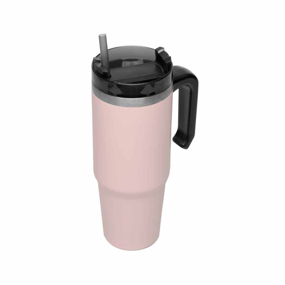 Caneca Térmica Slim Com Canudo Wolff 890Ml - Rosa