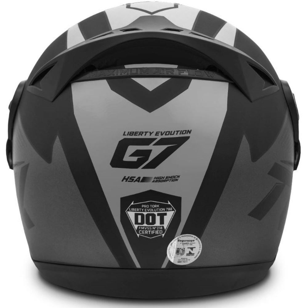 Capacete Liberty Evolution G7 Protork - PRETO/CINZA 56