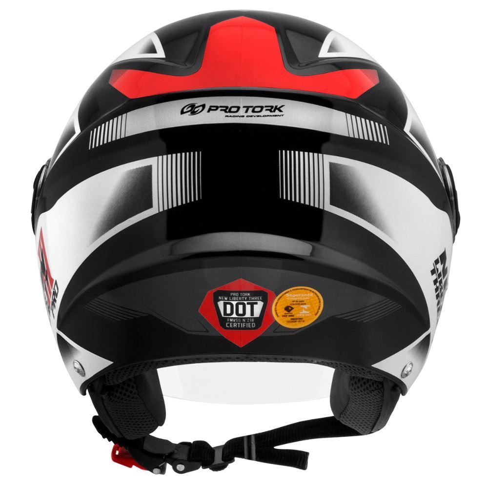 Capacete New Liberty Three Pro Protork - PRETO/VERMELHO 58