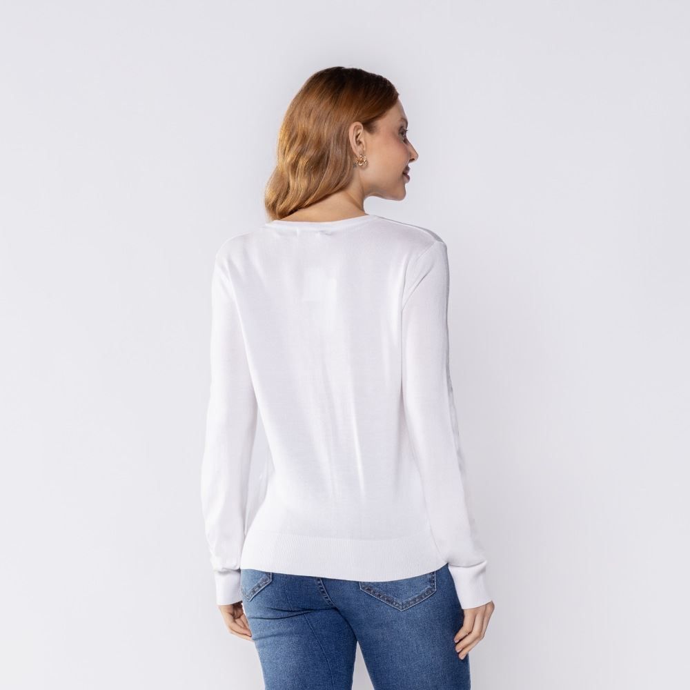 Cardigan Feminino De Tricot Decote Redondo Patricia Foster