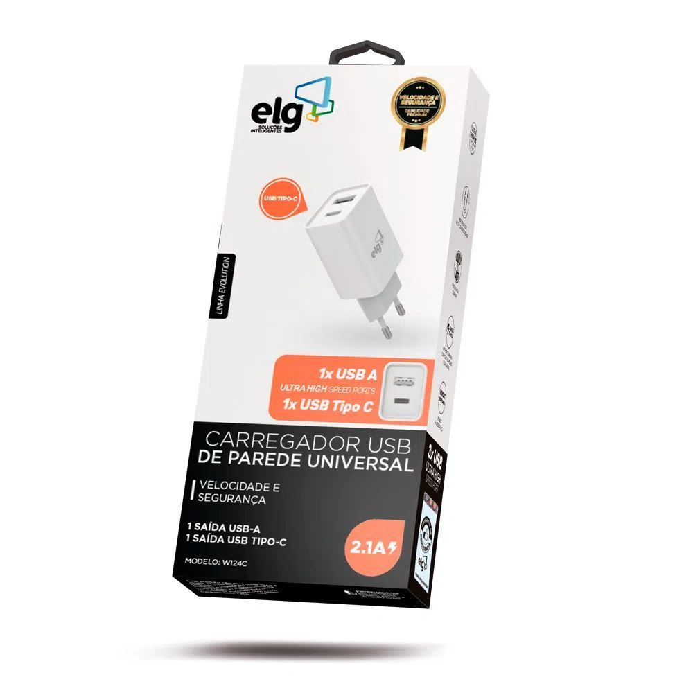 Carregador De Parede Universal Elg W124c - Branco