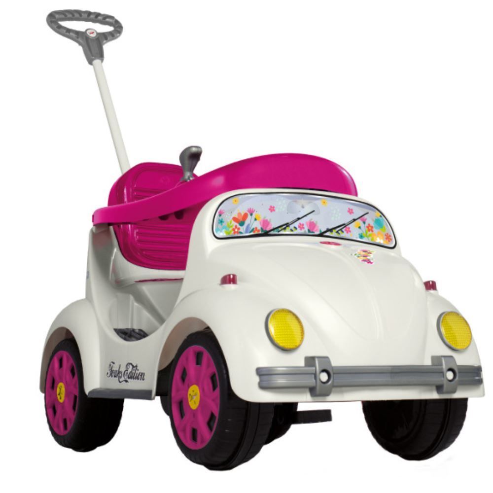 Carro Calesita Fouks Passeio E Pedal Branco/Rosa - 1053