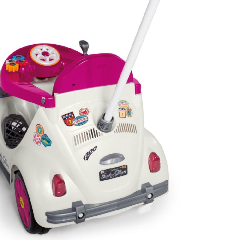 Carro Calesita Fouks Passeio E Pedal Branco/Rosa - 1053