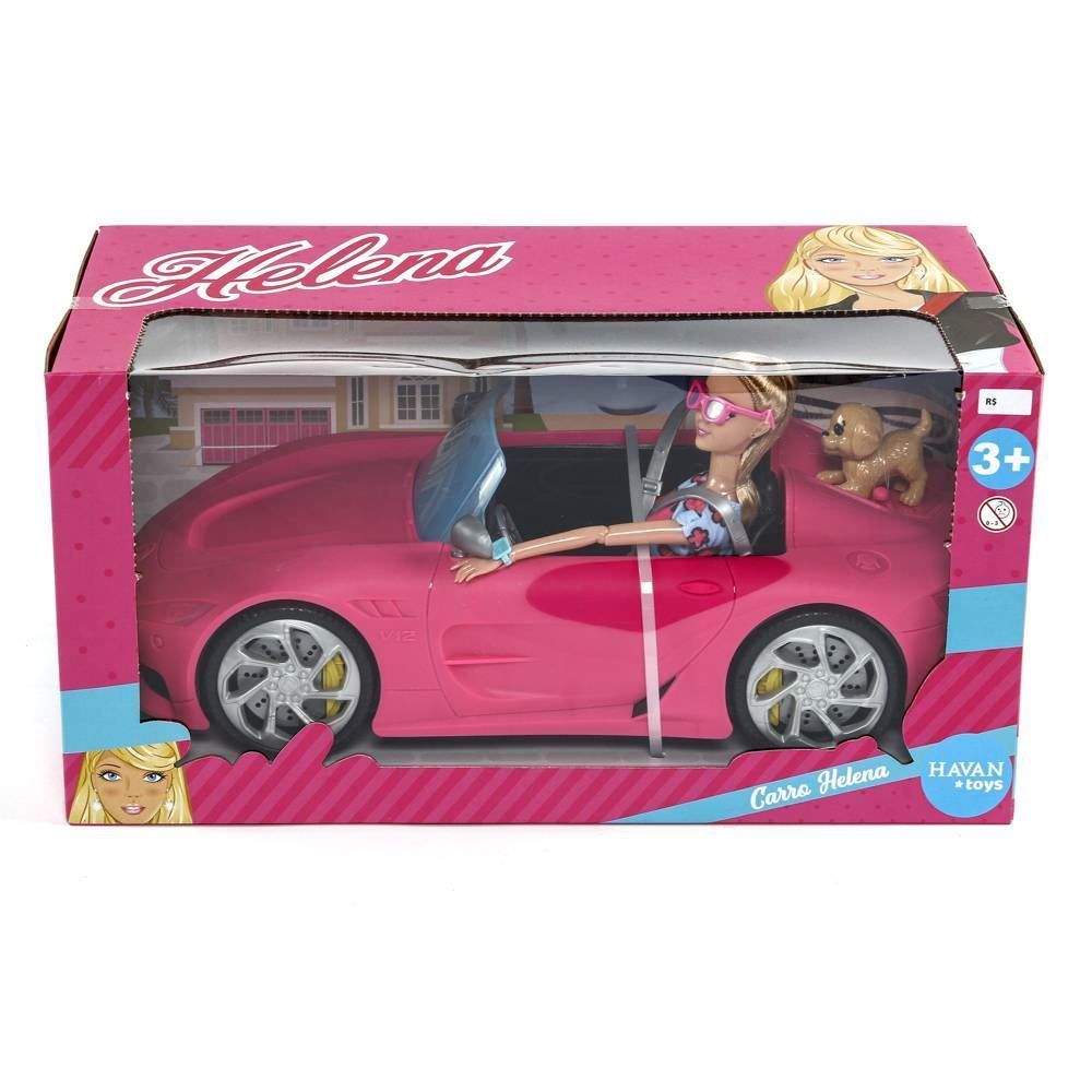 Carro Conversível Helena 2 Lugares Rosa C/ Boneca - HBR0663