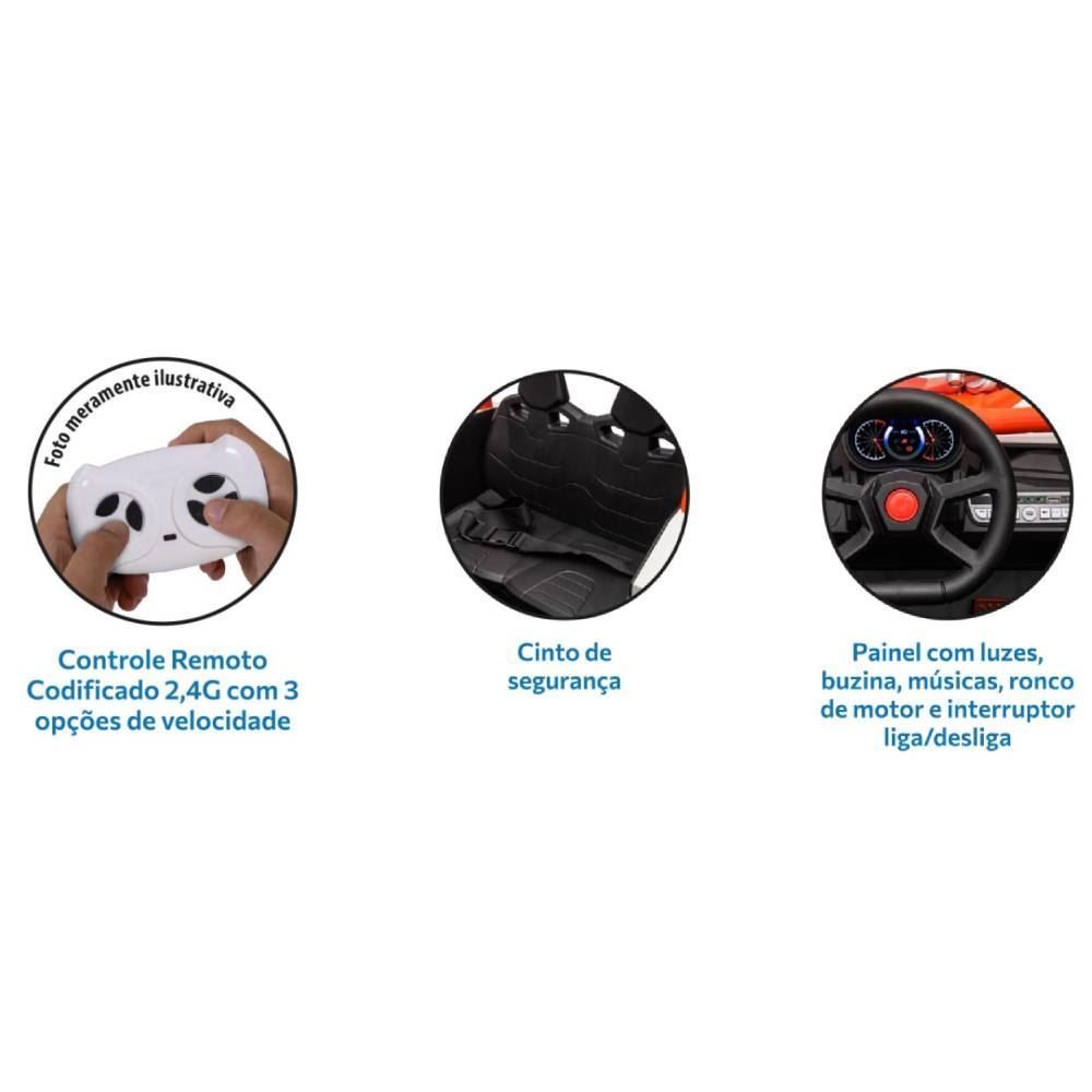 Carro Elétrico Utv 12V Controle Remoto Brinquedos Bandeirante - 2940 - Preto