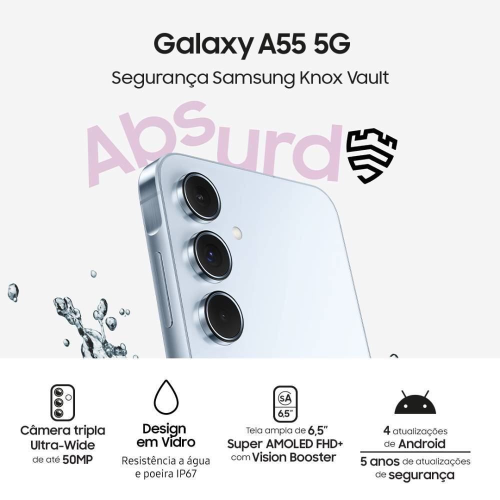 Celular Smartphone Galaxy A55 5G Octacore 8Gb Ram 256Gb - Azul Claro