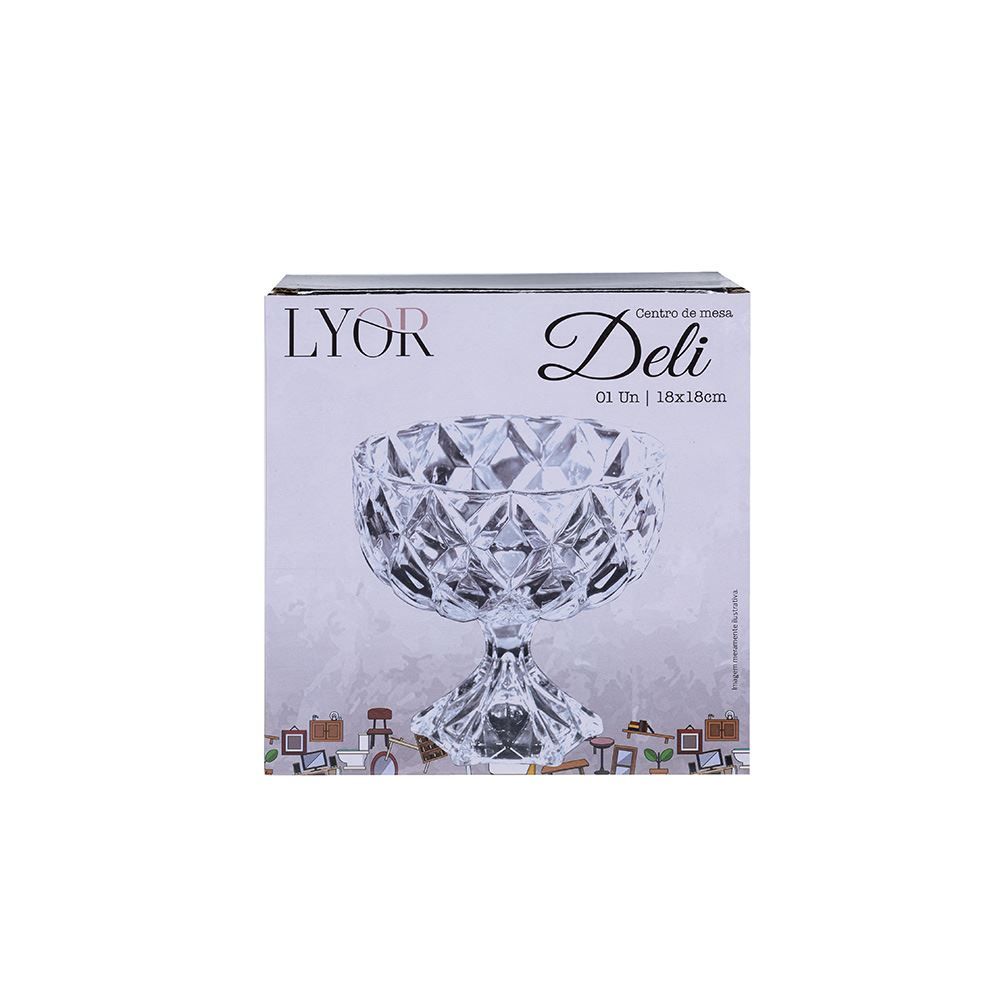 Centro De Mesa Com Pé Deli 18Cm Lyor - Cristal