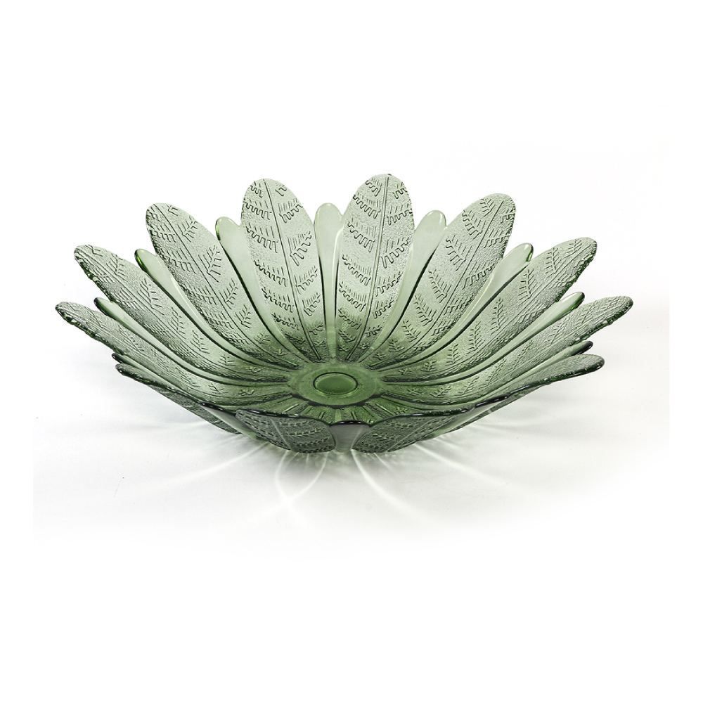 Centro De Mesa Vidro Folhas Vitazza 39Cm - Verde