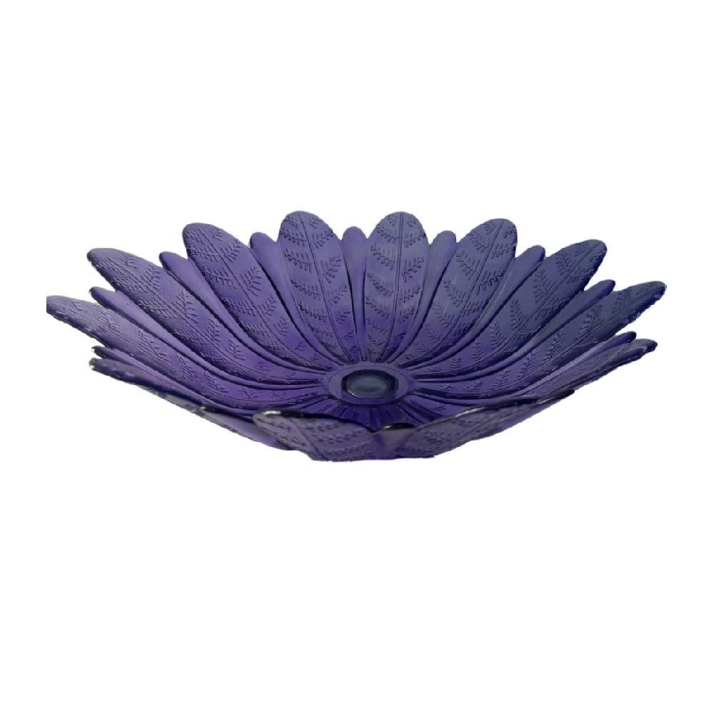 Centro De Mesa Vidro Folhas Vitazza Lavanda - 39cm