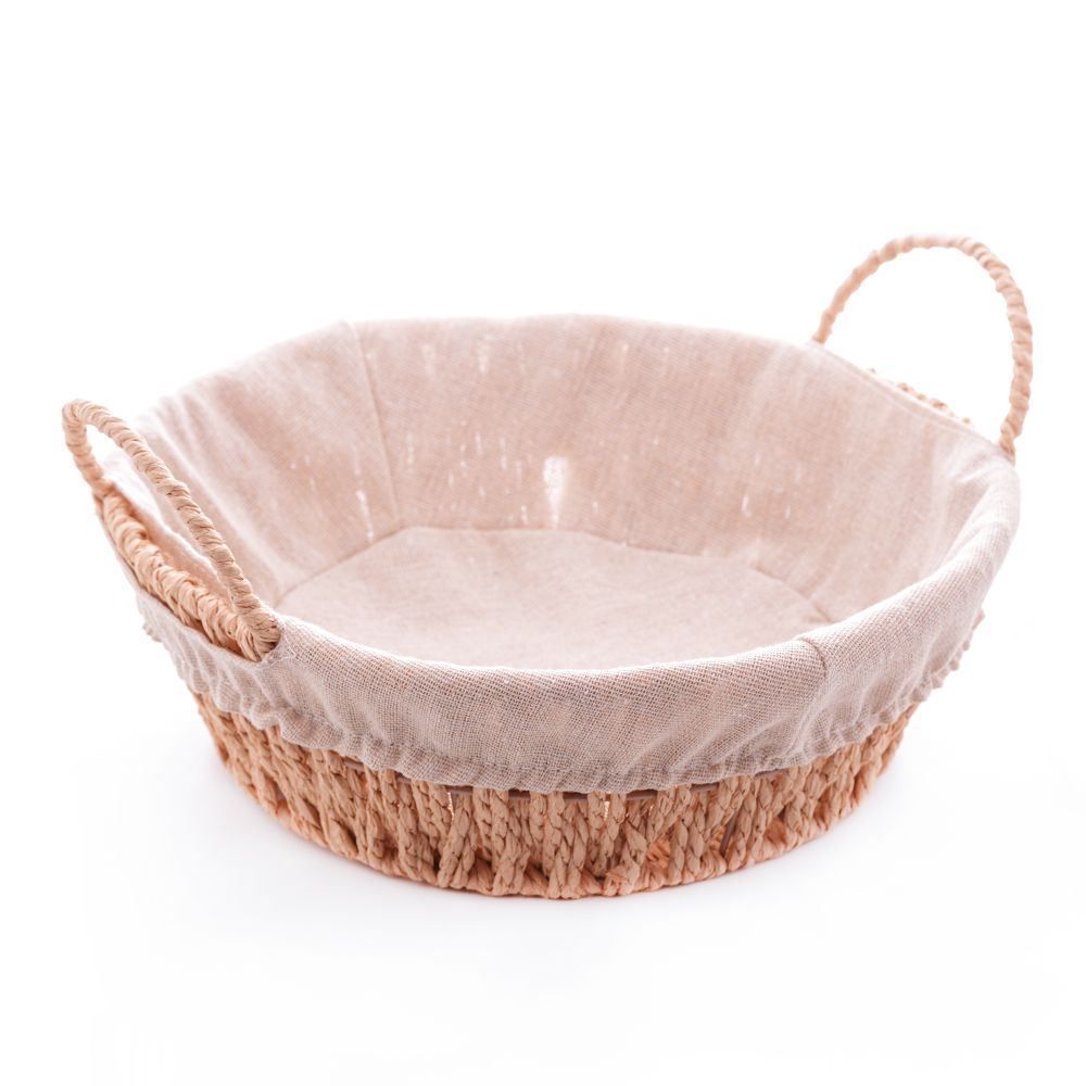 Cesta De Pão Redonda Com Alças Tecido Natural Wolff - 24cm