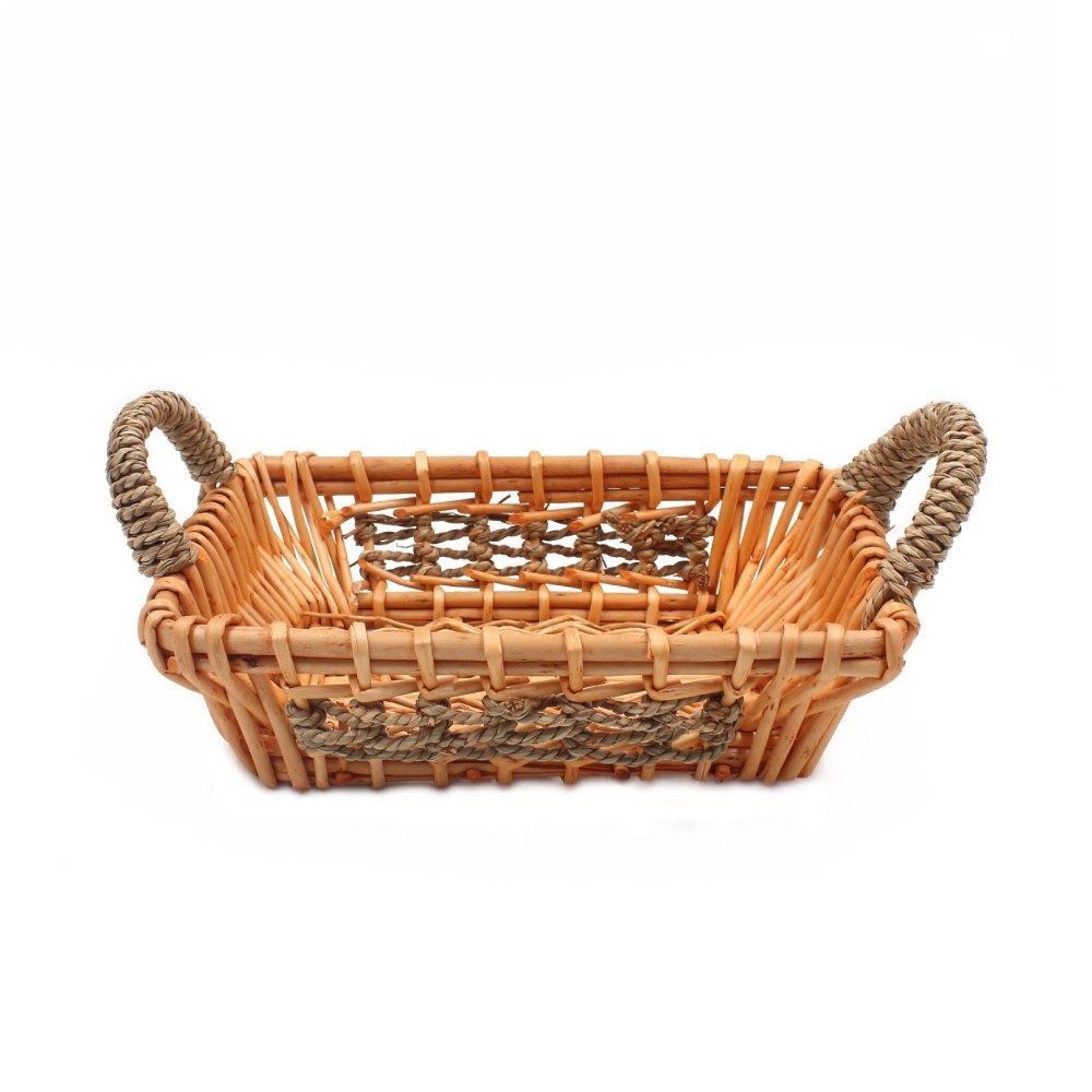Cesta Retangular Com Alça Vime Havan Casa 30 Cm - Natural