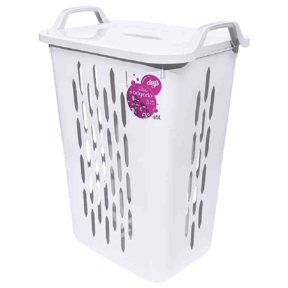 Cesto De Roupas Belgrado Com Tampa Dup 45 Litros - Branco Fantasma