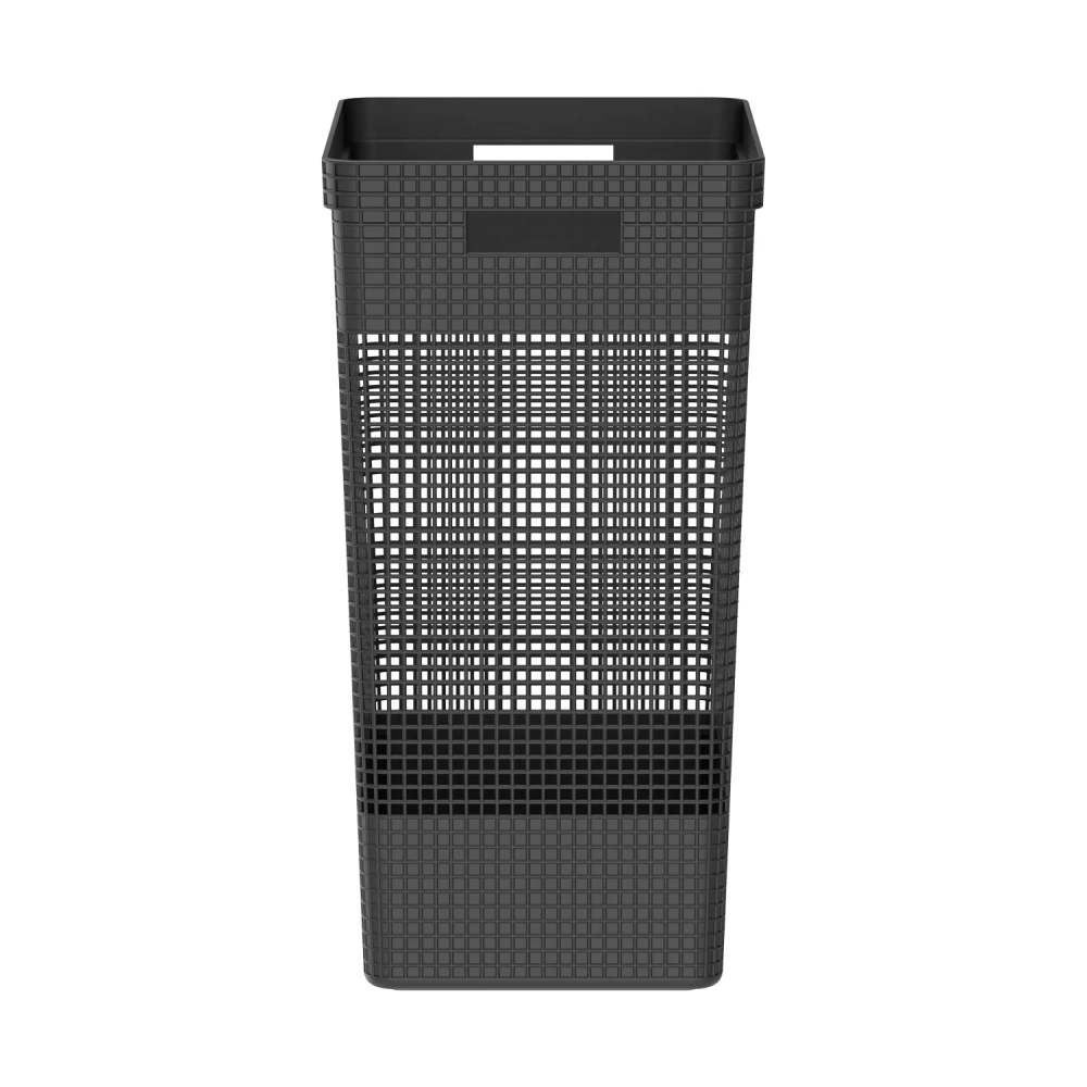 Cesto De Roupas Com Tampa De Plástico Grid Martiplast 49 Litros - Preto