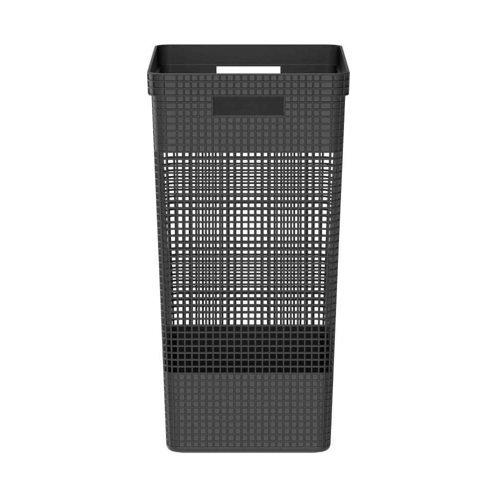 Cesto De Roupas Com Tampa De Plástico Grid Ou 49 Litros - Preto