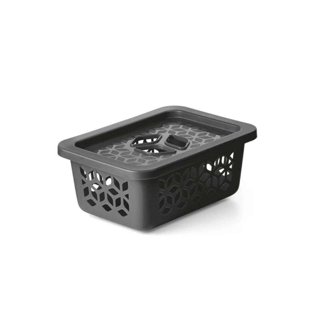 Cesto Organizador Com Tampa Uz 1,5 Litro - Preto
