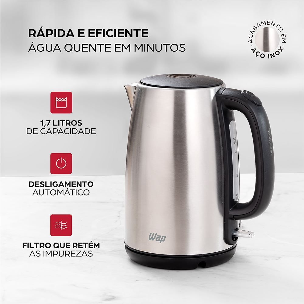 Chaleira Elétrica Wap 1,7 Litros Aço Inox WCE1