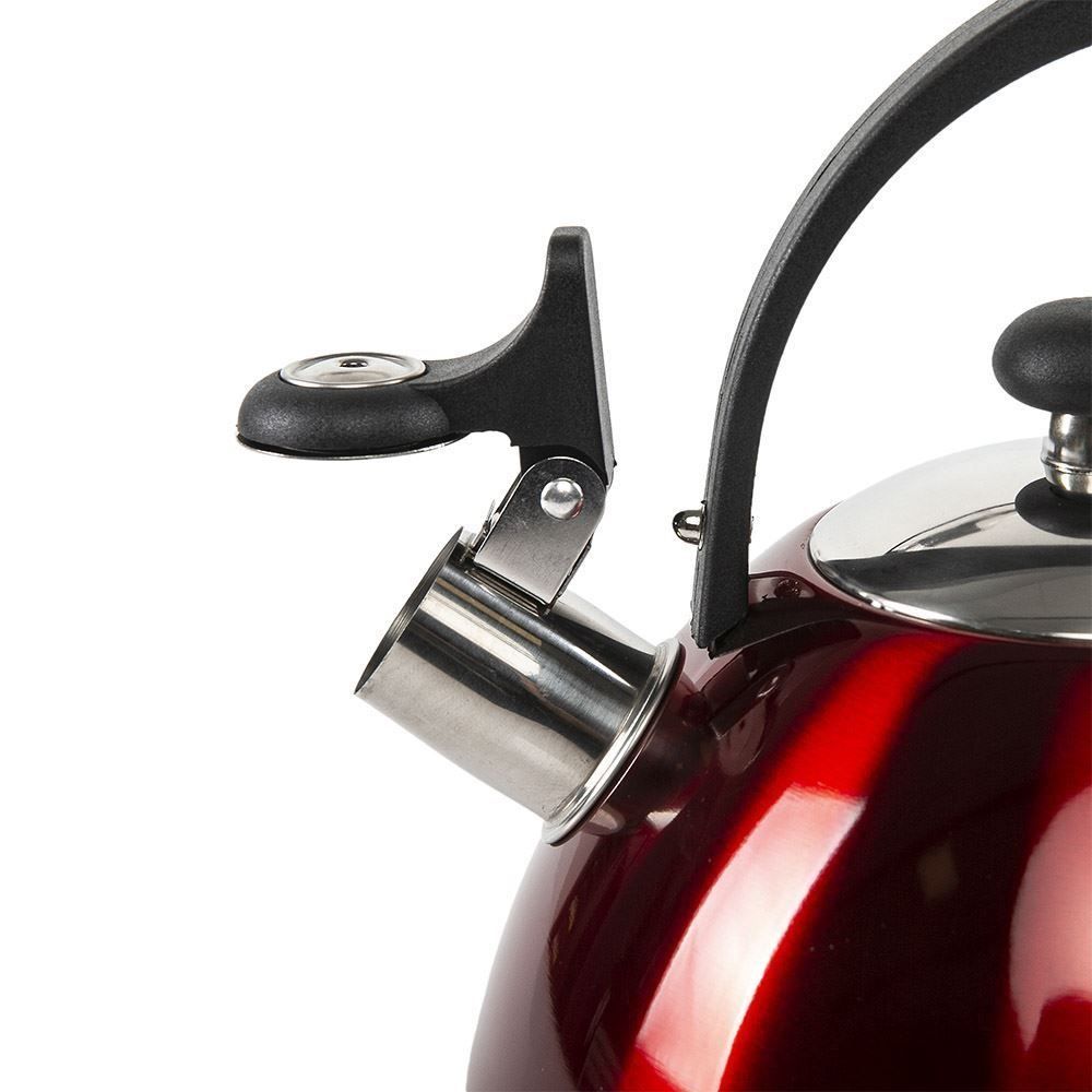Chaleira Com Apito Aço Inox Havan Casa 2,5 Litros - Vermelho Espelhado