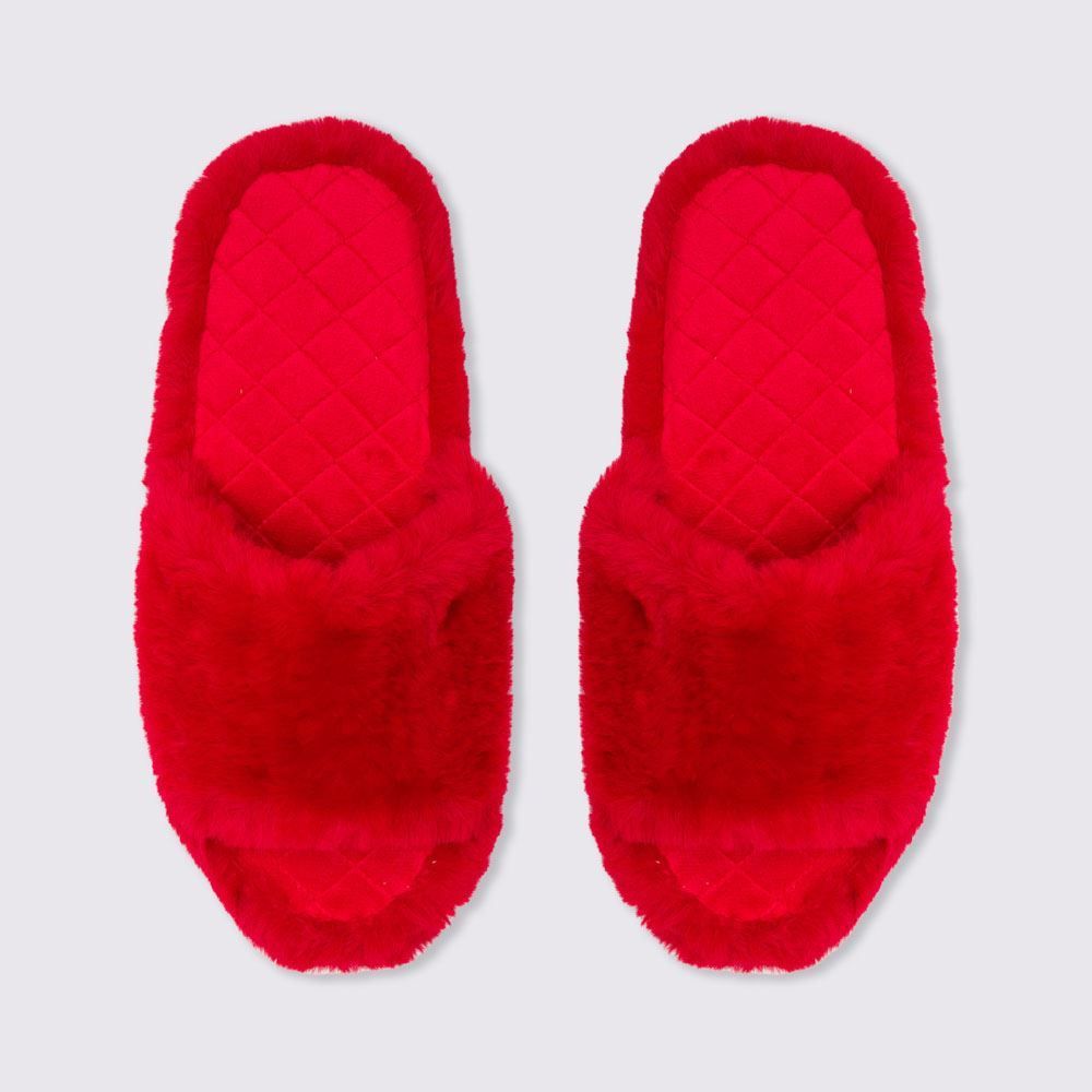 Chinelo Slide De Pelos Camila Moretti - VERMELHO ESCURO 39/40