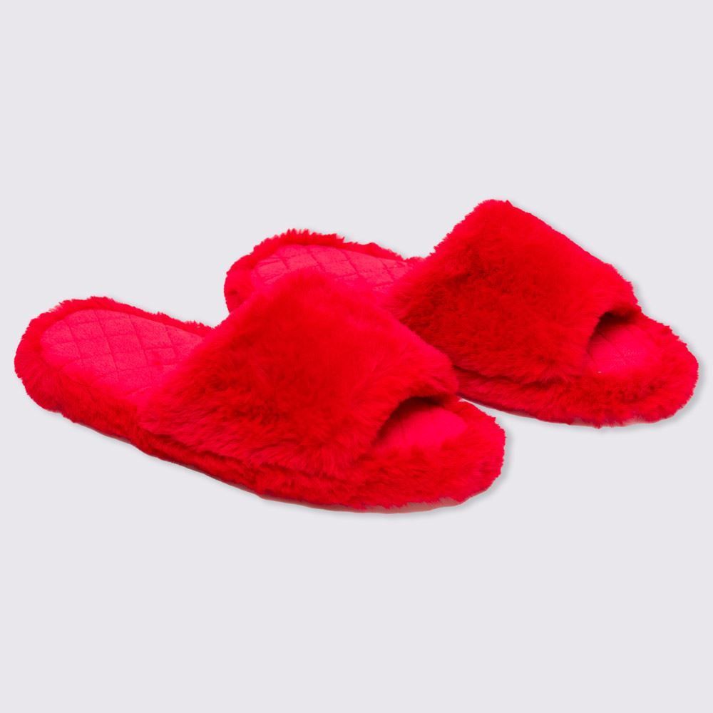 Chinelo Slide De Pelos Camila Moretti - VERMELHO ESCURO 39/40