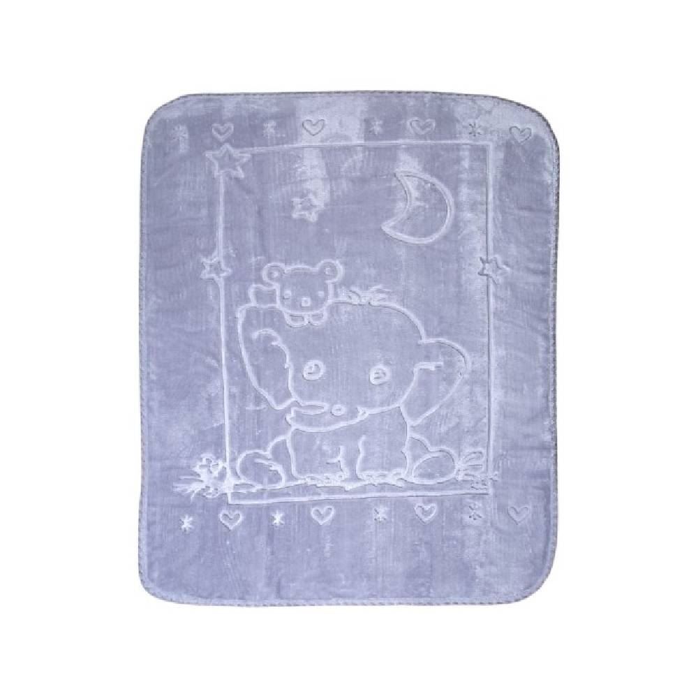 Cobertor De Bebê 100% Poliéster Alto Relevo Yoyo - Elefante Cinza