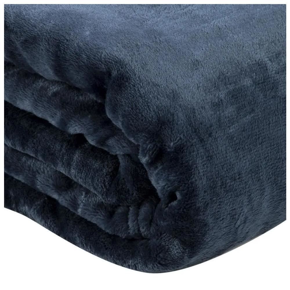 Cobertor Casal Microfibra Velour Neo Clássico Camesa - Azul Escuro
