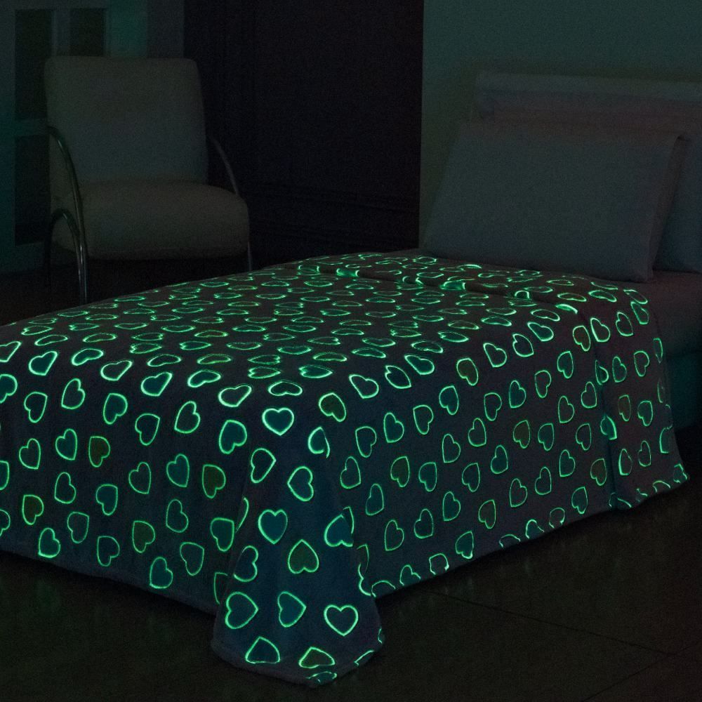 Cobertor Infantil Mágico Encantos Brilha No Escuro - Corações