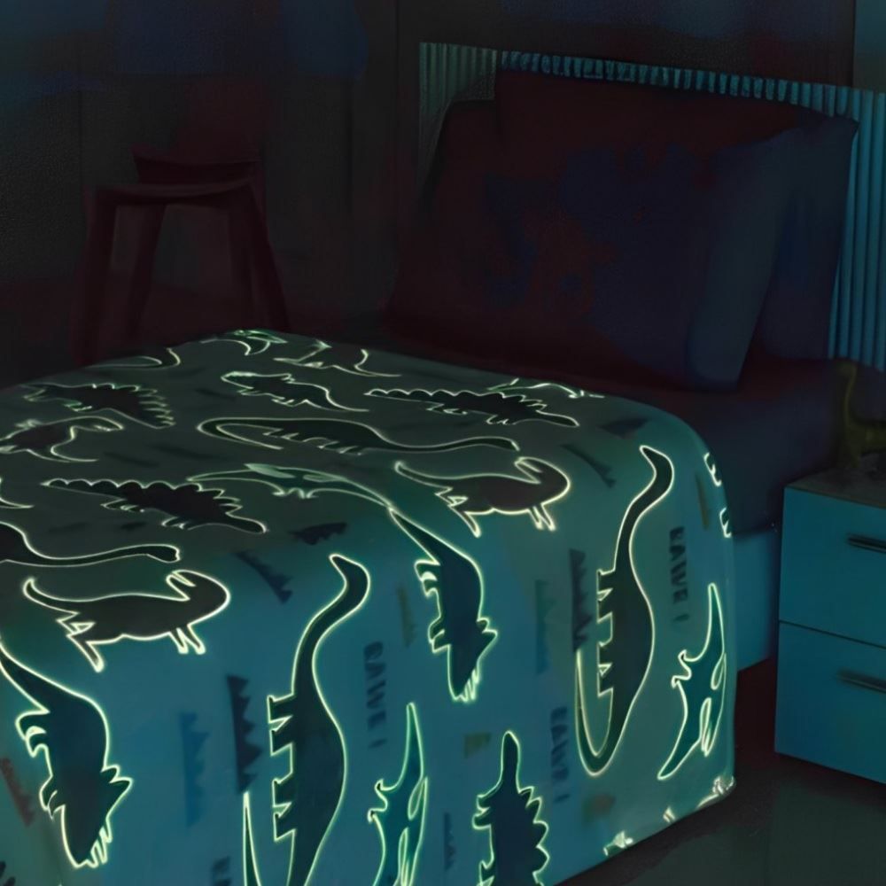 Cobertor Infantil Mágico Encantos Brilha No Escuro - Dinossauros