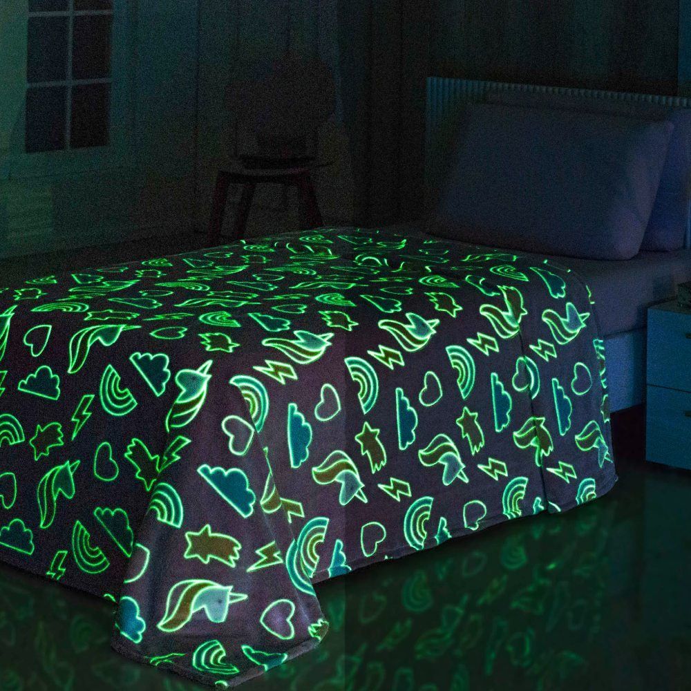 Cobertor Infantil Mágico Encantos Brilha No Escuro - Rainbow Rosa Pink