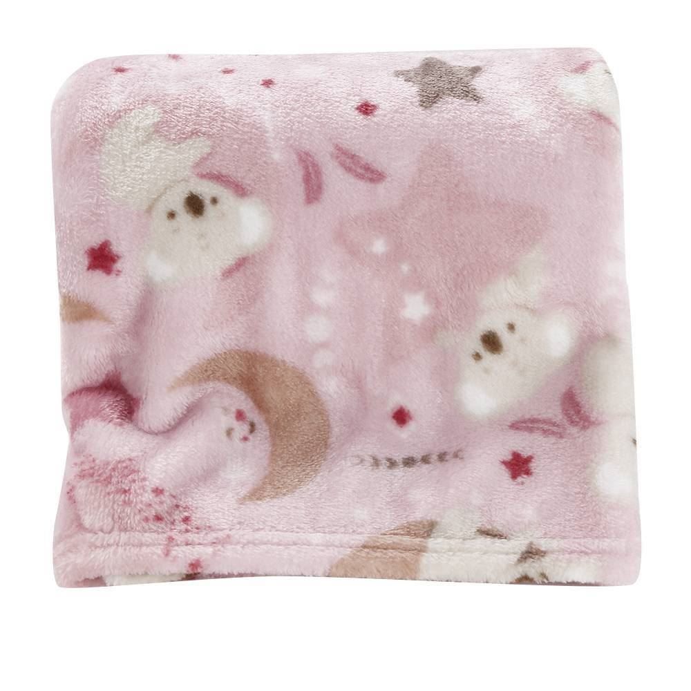 Cobertor Para Bebê Flannel Baby Camesa - Coala Rosa